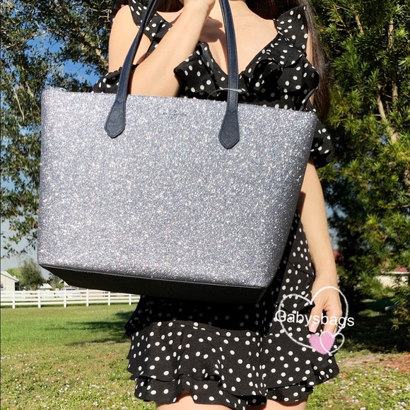 ‼️SALE‼️NWT Kate Spade Large Tote Glitter Navy - Picture 3 of 4